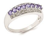 1/2 carat (ctw) Tanzanite Ring in Sterling Silver with Accent Diamonds